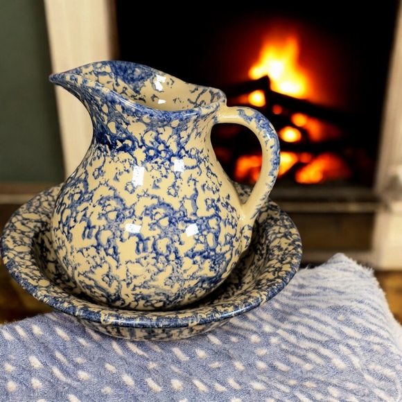 Rare Robinson Ransbottom Pitcher (Ewer) & Basin..  EXCELLENT CONDITION for age. - Picture 3 of 17